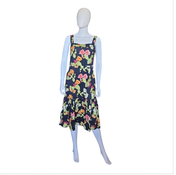 BEATRICE VALENZUELACactus Flower Print Midi Dress in Size US 4